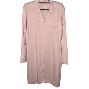 L.L. Bean Women’s Size Large Long Sleeve Nightgown Pajamas Pink Button Front